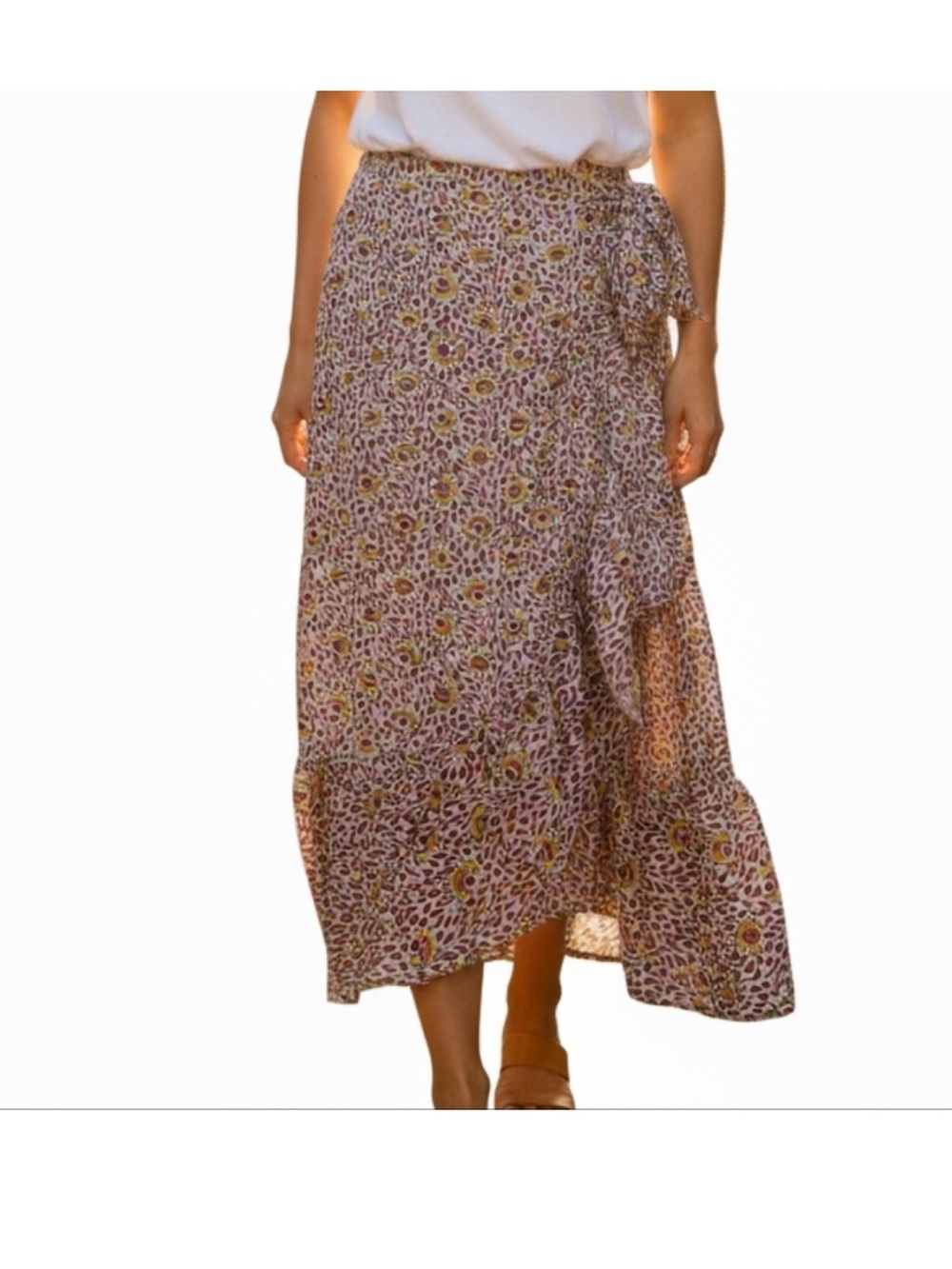 Boden Florence Maxi Wrap Skirt Ruffle Floral
